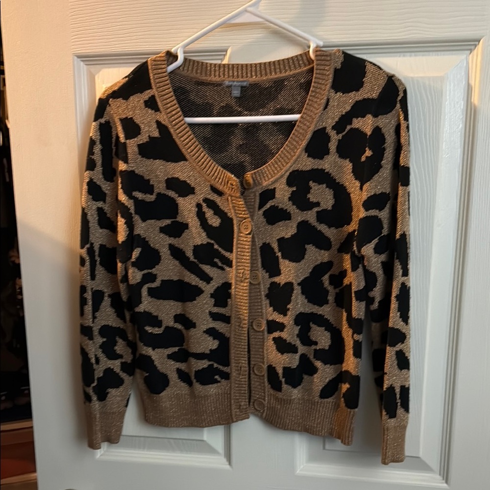 Leopard Print Women's Sweater - Black and Tan